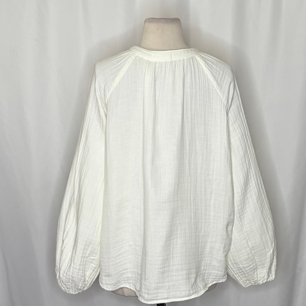 CP SHADES Swingy Gauze Off White Top Blouse Coastal Raglan Gauzy Solid X-Small - Picture 9 of 13